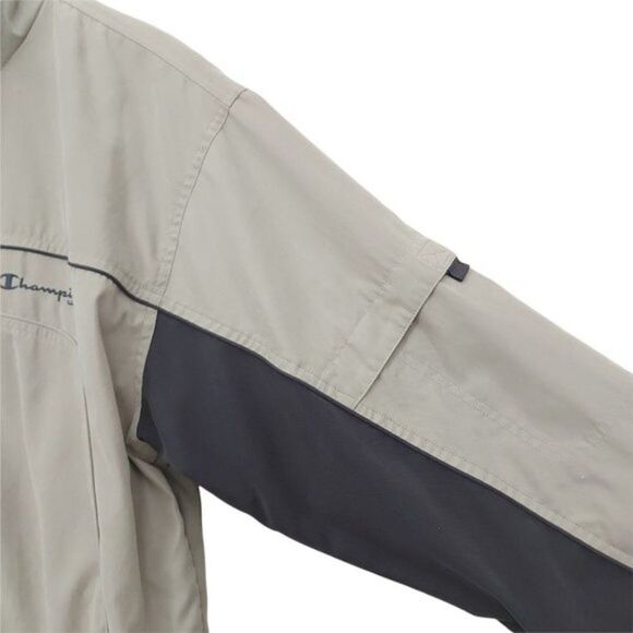 Champion USA Mens Active Jacket Size Medium Full Zip Mock Neck Long Sleeve Beige - Picture 5 of 11